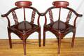 070273 ORIENTAL BIRD DESIGN ROSEWOOD CORNER CHAIRS