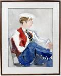 062312 RICHARD JERZY WATERCOLOR ON PAPER YOUNG MAN