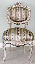 062284 FRENCH SLIPPER CHAIR W SILK UPHOLSTERY