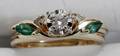 061423 GOLD DIAMOND EMERALD WEDDING  ENGAGEMENT RING