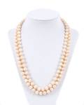 Long Pink Coral Bead Strand w 18k Gold Clasp