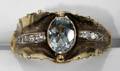061407 14KT GOLD AQUAMARINE  DIAMOND RING