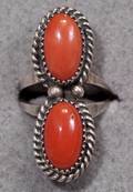 051299 NAVAJO SILVER  CORAL RING C1950