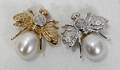 050289 CULTURED PEARL  GOLD FLY PENDANTS 2 PCS