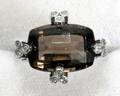 050288 71CT SMOKY QUARTZ DIAMOND  14 KT GOLD RING
