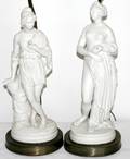 042281 PARIAN BISQUE ALLEGORICAL FIGURES AS LAMPS