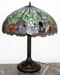042274 LEADED GLASS  BRONZE TABLE LAMP H 29