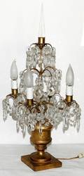 042288 CRYSTAL  WOOD 4LIGHT TABLE LAMP H 26
