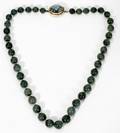 040351 ORIENTAL SPINACH JADE BEAD NECKLACE L 17