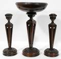 031412 WOOD FRUIT COMPOTE  CANDLESTICKS C 1920