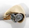 031375 14KT YELLOW GOLD  BLUE PEARL LADYS RING
