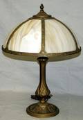 030304 CARAMEL GLASS LAMP SHADE  SPELTER BASE