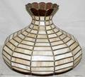 030309 CARAMEL LEADED GLASS SHADE W AMBER UPPER RIM