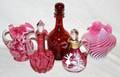 020368 CRANBERRY DECANTERS CRUET  VASE H 5 TO 8