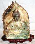 020343 ORIENTAL SOAPSTONE BUDDHA H 8 W 6
