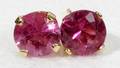 020329 17CT PINK TOURMALINE  YELLOW GOLD EARRINGS