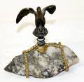 062348 BRONZE EAGLE MOUNTED ON BRASS ROPE STONE BASE