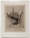 062318 MORRIS H HOBBS ETCHING FRENCH CATHEDRAL TOWN