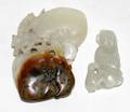 052378 ORIENTAL CARVED JADE SCULPTURES  SEATED MALE
