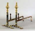 Pair of English iron and brass andirons early 18th c