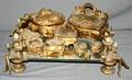 050347 GILT METAL JEWELRY BOXES  MIRRORED TRAY