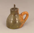 Redware oil lamp ca 1900