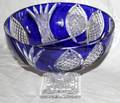 042342 CRYSTAL OVERLAY BOWL COBALT BLUE CUT TO CLEAR