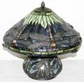 042325 LEADED GLASS DRAGONFLY LAMP H 16 DIA 16