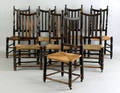 Assembled set of 8 New England Queen Anne maple banister back dining chairs ca 1740
