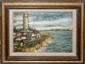 030362 SIMON ROSEN OIL ON MASONITE HARBOR LIGHTHOUSE