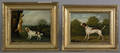Pair of oil on canvas portraits of hunting dogs ca 1800