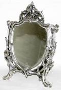 022308 ART NOUVEAU SILVER PLATE SHELL SHAPE MIRROR