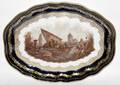 022306 DRESDEN PORCELAIN TRAY W HARBOR SCENE C1920