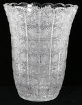 020399 CESKA STAR PATTERN CRYSTAL VASE H 10 DIA 8