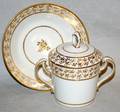 020394 CHAMBERLAIN PORCELAIN COVERED JAR  SAUCER
