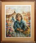 070381 LISETTE DEWINNE LITHO GIRL AT FLOWER MARKET
