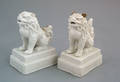 Pair of salt glaze lion figures 18th c