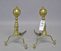 Pair of Federal brass andirons