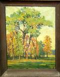 062369 GROTIE OIL ON CANVAS TREES IN LANDSCAPE