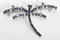 060370 186CT SAPPHIRE DIAMOND  GOLD DRAGONFLY PIN