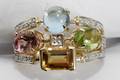 060368 TOPAZ CITRINE PERIDOT DIAMOND  GOLD RING