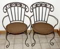 052418 WROUGHT IRON OPEN ARMCHAIRS RUSH SEATS 5