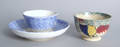 Blue spatter cup and saucer