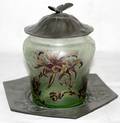042376 FRENCH CAMEO GLASS BISCUIT JAR  STAND
