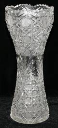 042354 BRILLIANT PERIOD CUT GLASS VASE C1900 H 12