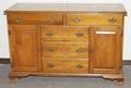 041562 EARLY STYLE MAPLE HUNT TABLE SIDEBOARD CHAIRS