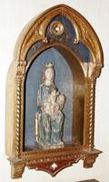 032280 WOOD  POLYCHROME SHRINE W MADONNA  CHILD