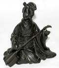 032277 JAPANESE BRONZE SCULPTURE LADY STRUMMING