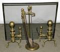 030399 BRASS FIREPLACE ANDIRONS  FIRE TOOLS 8