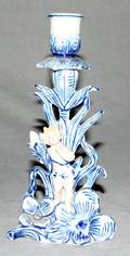 030382 BLUE  WHITE PORCELAIN CANDLESTICK